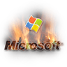 Microsoft logo on fire